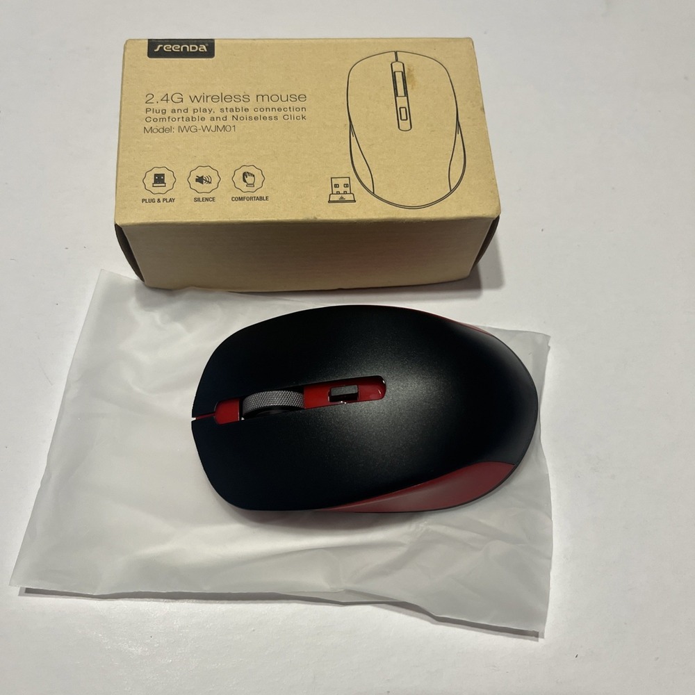 Seenda Wireless Mouse 2.4G Plug &play Red/black Noiseless Click Model New W/box